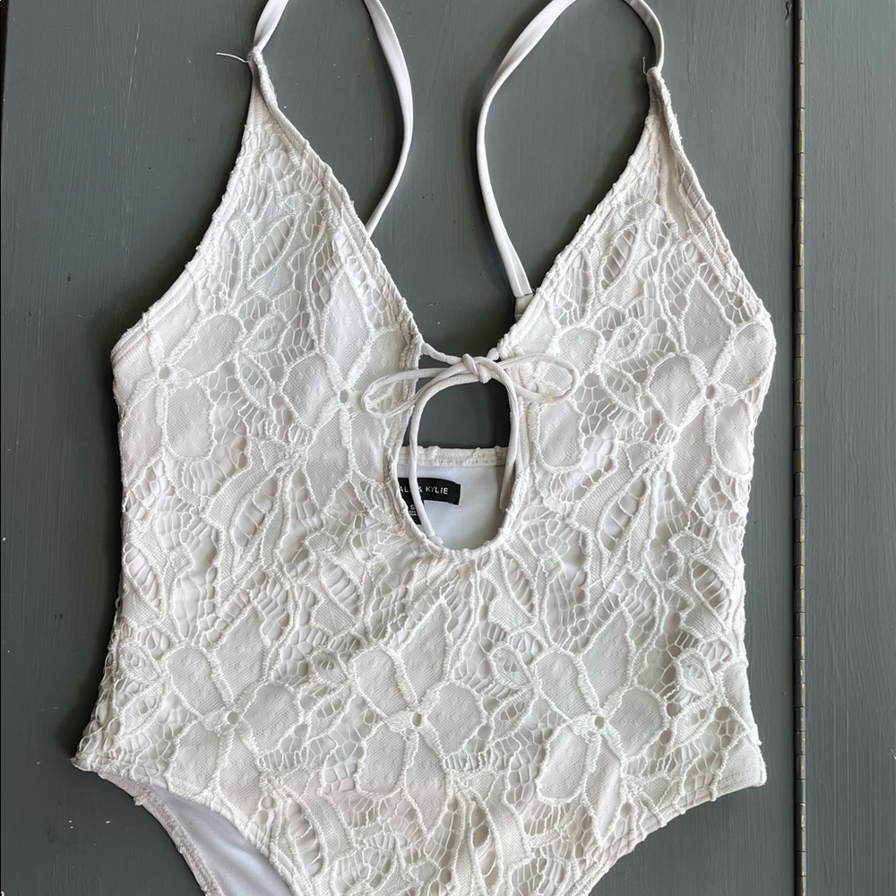 Kendall & Kylie white lace swimsuit